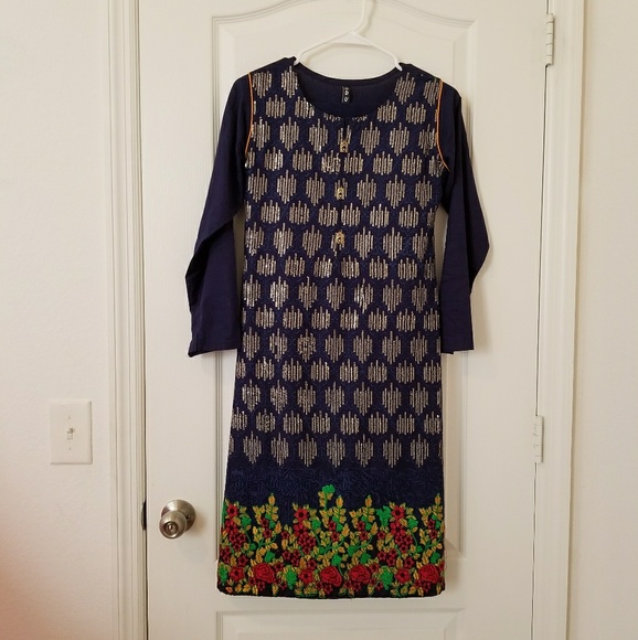 Salwar Kameez Dresses & Skirts - Blue cotton shalwar kameez 3 pc suit